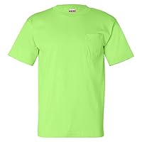 Bayside USA-Made Short Sleeve T-Shirt with a Pocket. 7100 - Large - Lime Green