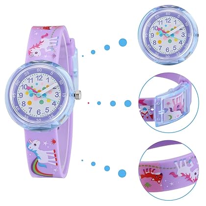Jewtme Kids Time Teacher Watches 3D Cute Cartoon Silicone Children Toddler Butterfly Wrist Watches for Ages 3-10 Boys Girls Little Child