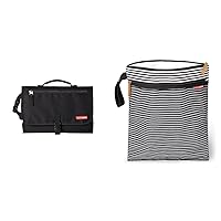 Portable Baby Changing Pad Pronto Black and Wet Dry Bag Grab & Go Black & White Stripe