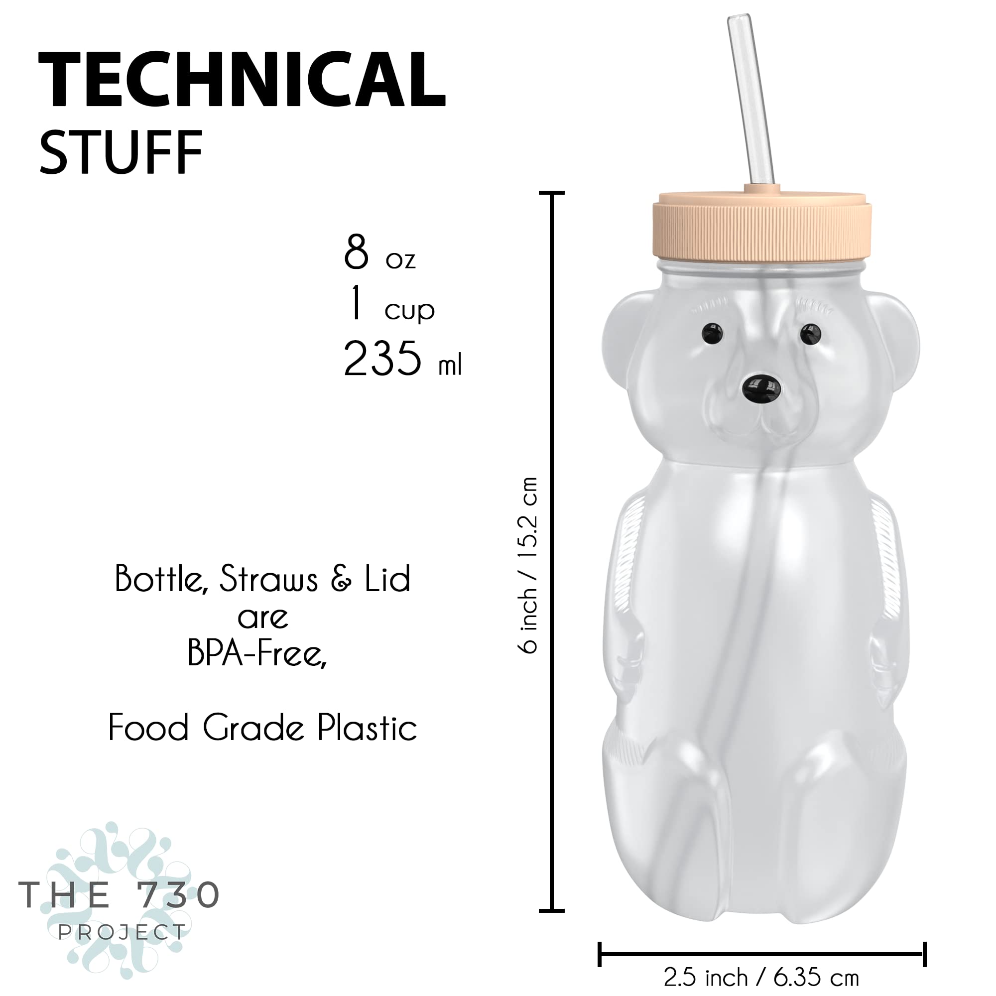 Honey Bear Straw Cup for Babies 3 pack; 8oz straw bear cup with improved safety lid design; honeybear baby cup straw; honey bear cup and honey bear bottle.Straw learning therapy cup(Creamsicle- PEACH)