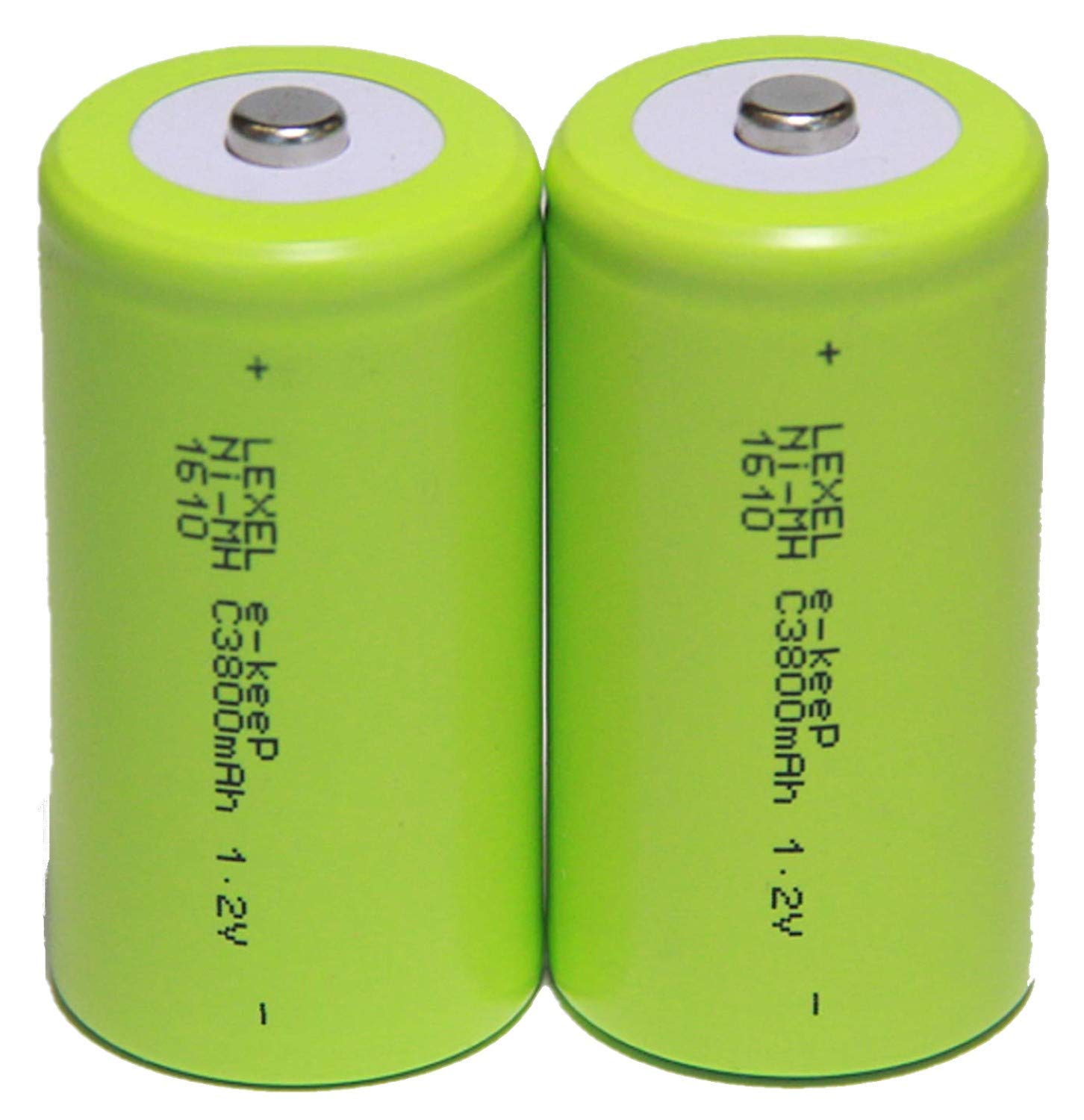 LEXEL Rechargeable NiMH Batteries, 1.2 V, AA, Set of 2 (Minimum Capacity, 3,800 mAh, Can be Used About 500 Times)