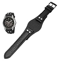 Genuine Leather Watchband for Fossil CH2592 CH2564 CH2565 CH2891CH3051 Wristband 22mm Men Tray Strap with Rivet Style (Color : Black Black, Size : 22mm)