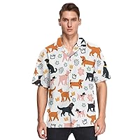 Beagle Dalmatian Jack Russell Terrier Mens Button Down Shirt Men Casual Short Sleeve Hawaiian Shirts Aloha Shirt