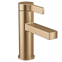 Moen Beric Bronzed Gold Modern One-Handle Single Hole Bathroom Faucet with Drain Assembly and Optional Deckplate for Your Bath Sink, 84774BZG