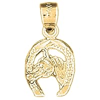 Silver Horseshoe With Horse Pendant | 14K Yellow Gold-plated 925 Silver Horseshoe With Horse Pendant