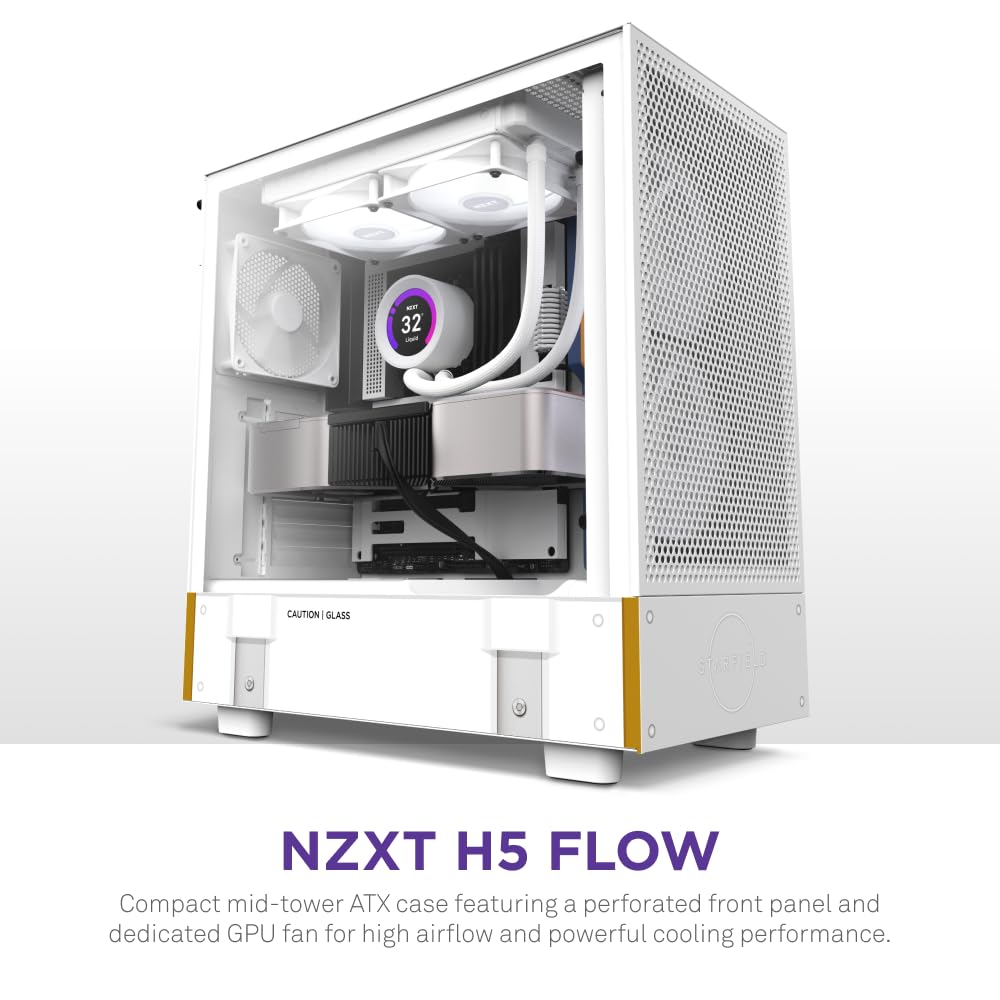 NZXT H5 Flow Starfield | Compact ATX Mid-Tower PC Gaming Case | High Airflow Perforated Front Panel | Tempered Glass Side Panel | Cable Management | 2 x 120mm Fans Included | 280mm Radiator Support