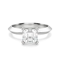 Riya Gems 2.5 CT Asscher Moissanite Engagement Ring Wedding Bridal Ring Set Solitaire Accent Halo Style 10K 14K 18K Solid Gold Sterling Silver Anniversary Promise Ring Gift for Her