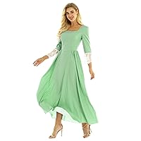 CHICTRY Women's American Pioneer Colonial Dress Square Neck Victorian Dresses