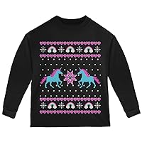 Unicorn Rainbow Ugly Christmas Sweater Toddler Long Sleeve T Shirt