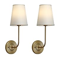 2-Pack Light-yellow Fabric Wall Sconce + Pure White Fabric Sconces