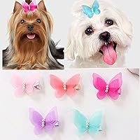 10pcs Dog hair accessories clip bow,Butterfly with pearl Style hair clip barrette for Girls Cat Dog Puppy Hair Bowknot Grooming Accessories Attachment