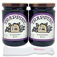 Wyked Yummy Elederberry Jelly Bundle with Two 12 oz Jars of Trappist Elderberry Jelly and One Spreader Plastic Knife Jar Scraper Bundle