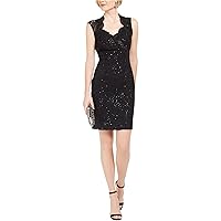 Connected Apparel Womens Sequin Lace Sheath Dress