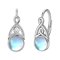 Moonstone Jewellery Earrings for Women 925 Sterling Silver Irish Celtic Knot Hoop Dangle Earrings Leverback Gifts