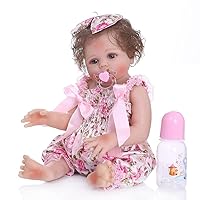 TERABITHIA 18inch 47cm Soft Silicone Vinyl Full Body Reborn Baby Girl Dolls Preemie Washable Newborn Doll Anatomically Correct in Pink Floral Pants