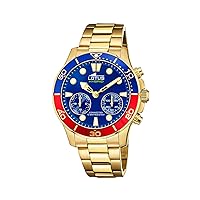 Lotus 18802/3 Connected Collection, 44.5 mm Blue Case with Plated Steel Strap for Men (Model