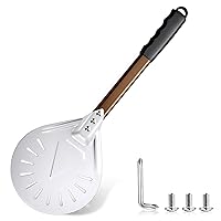 Pizza Turning Peel 8-inch Round Head Pizza Turner, Metal Pizza Peel with Ergonomic Design Handle, Lightweight Pizza Turner for Homemade Pizza Oven Accessories