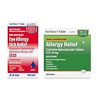 HealthCareAisle Allergy Bundle - Olopatadine Hydrochloride Ophthalmic Solution USP, 0.2% 2.5mL and Cetirizine Hydrochloride Tablets USP, 10 mg 300 Tablets