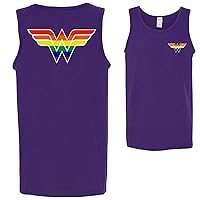 Wonder Woman Rainbow LGBT Pride Front and BACKMens Tank Top