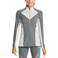 Mission Women's VaporActive Stamina Lightweight 1/4 Zip Long Sleeve Shirt, Quiet Shade/Lunar Rock, Medium