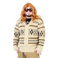 Lebowski Jeffrey The Dude Zip Up Costume Cardigan Sweater Halloween Cosplay