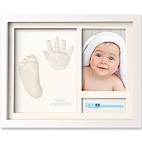 KeaBabies Baby Footprint Kit - Baby Hand and Footprint Kit, Baby Shower Gifts for Mom, Baby Keepsake, Personalized Baby Picture Frame Print Kit, Baby Handprint Kit, Mother's Day Gifts(Alpine White)