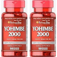 Yohimbe 1000 Mg, 50 Count, Vegetable Cellulose, Gelatin (Pack of 2)