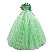 Strapless Tulle Puffy Lace Up Girls' Sweet 16 Birthday Party Quinceanera Dress Prom Evening Gala Pageant Ball Gown