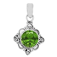 Multi Choice Round Shape Gemstone 925 Sterling Silver Vintage Style Solitaire Pendant