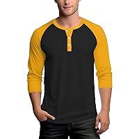 Decrum Henley Long Sleeve Shirts for Men - Stylish Casual Fashion Full Sleeves Baseball Raglan T-Shirts