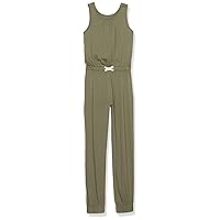 HUDSON girls Sleeveless Jumpsuit, Full Length Romper With Cinched Waist & Button ClosureRompers