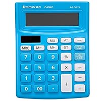 Electronic Desktop Calculator with 12-Digit Large Display, Solar and Button Battery Dual Power Standard 12-Digit Big Display Handheld Function Desktop Calculator (Blue)