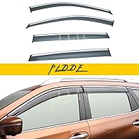 4pcs Smoke Tint with Chrome Trim Outside Mount Tape On/Clip On Style PVC Sun Rain Guard Window Visors Compatible with 2014-2020 Nissan X-Trail/Rogue