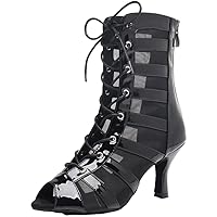 Womens Hollow Out Latin Dance Boots Peep Toe Ballroom Pumps Tango Cha Cha Jazz Kitten Heels Lace Up Customized Heel Salsa Shoes