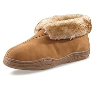Guide Gear Mens Bootie Slippers, Suede Soft Cushioned Bedroom House Shoes with Rubber Sole and Wool Blend Lining for Indoor Outdoor Use