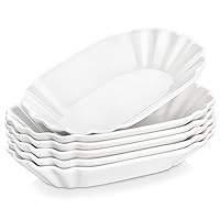 MALACASA Small Appetizer Plates Set of 6, 7.75 Inches Porcelain Dessert Plates, Small Dinner Plates, Small White Plates, Small Salad Plates, Square Side Dishes, Series REG