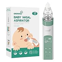 Nasal Aspirator for Baby, Electric Nose Aspirator for Toddler, Baby Nose Sucker, Automatic Nose Cleaner with 3 Silicone Tips, Adjustable Suctions, Music and Light Soothing Function (Green)