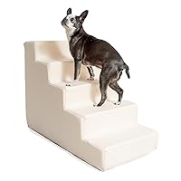 Best Pet Supplies Dog Stairs for Small Dogs & Cats, Foam Pet Steps Portable Ramp for Couch Sofa and High Bed Non-Slip Balanced Indoor Step Support, Paw Safe No Assembly - Ivory, 5-Step