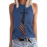 American Flag Tank Top Women 4th of July Tanks Tops for Womens USA Flag Patriotic Shirts Vest Racerback Sleeveless Tee