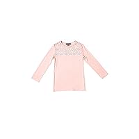 Girls' Crew Neck Long Sleeve Knit Top with Lace Details