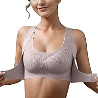 Women's Front Side Buckle Lace Edge Without Steel Ring Movement Seamless Gathering Adjustment Yoga Sleep Women