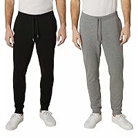 Men's 2 Pack French Terry Slim Tapered Fit Everyday Jogger Pant with Flex Waistband