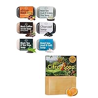 O Naturals 6pc Black Soap & 1pc Citrus Soap Bundle - Women & Men's Bar Soap, Organic & Natural Soap for Men & Women, Citrus Mens Soap w/Moisturizing Shea Butter Soap Bar