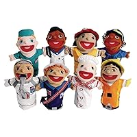 Excellerations Career Hand Puppet Set, Set of 8 Big-Mouth Puppets, Multicultural, 12.5 inches H, Kids Educational Toy (Item # CARPUP)