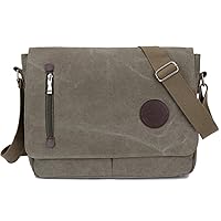 Mens Messenger Bag Waterproof Canvas Leather Bag 14 Inch Vintage Waxed Crossbody Bag