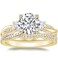 Petite Twisted Vine Moissanite Diamond Ring Set, 3 CT Round Moissanite Engagement Ring Set, Wedding Ring Set, Bridal Ring, Best Rings for Women