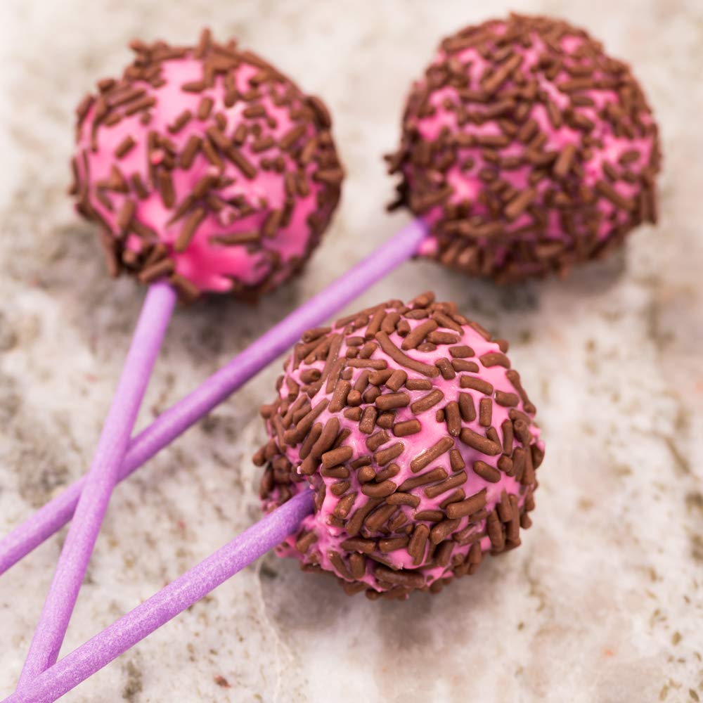 Restaurantware 5.9 Inch Cake Pop Sticks, 100 Biodegradable Lollipop Sticks - Compostable, Multipurpose, Purple Paper Colored Cake Pop Sticks, Food Grade, For Desserts Or Crafts