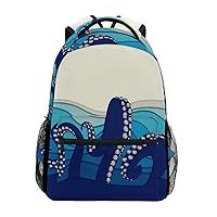 ALAZA Octopus Tentacles With Sea Wave Vintage Stylish Large Backpack Personalized Laptop iPad Tablet Travel School Bag with Multiple Pockets