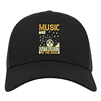 Atspauda Music is an Outburst of The Soul Artist Slogan Half Mesh Cotton Trucker Cap Baseball Hat Black