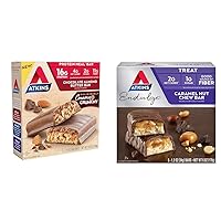 Atkins Chocolate Almond Butter Protein Meal Bar 5 Count and Caramel Nut Chew Bar 5 Count Bundle